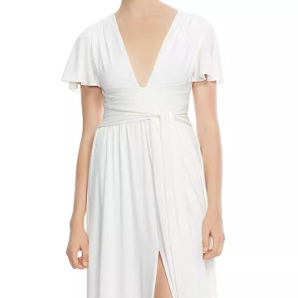 Halston Heritage Ivory Flutter Sleeve Maxi Dress - Picture 3 of 4